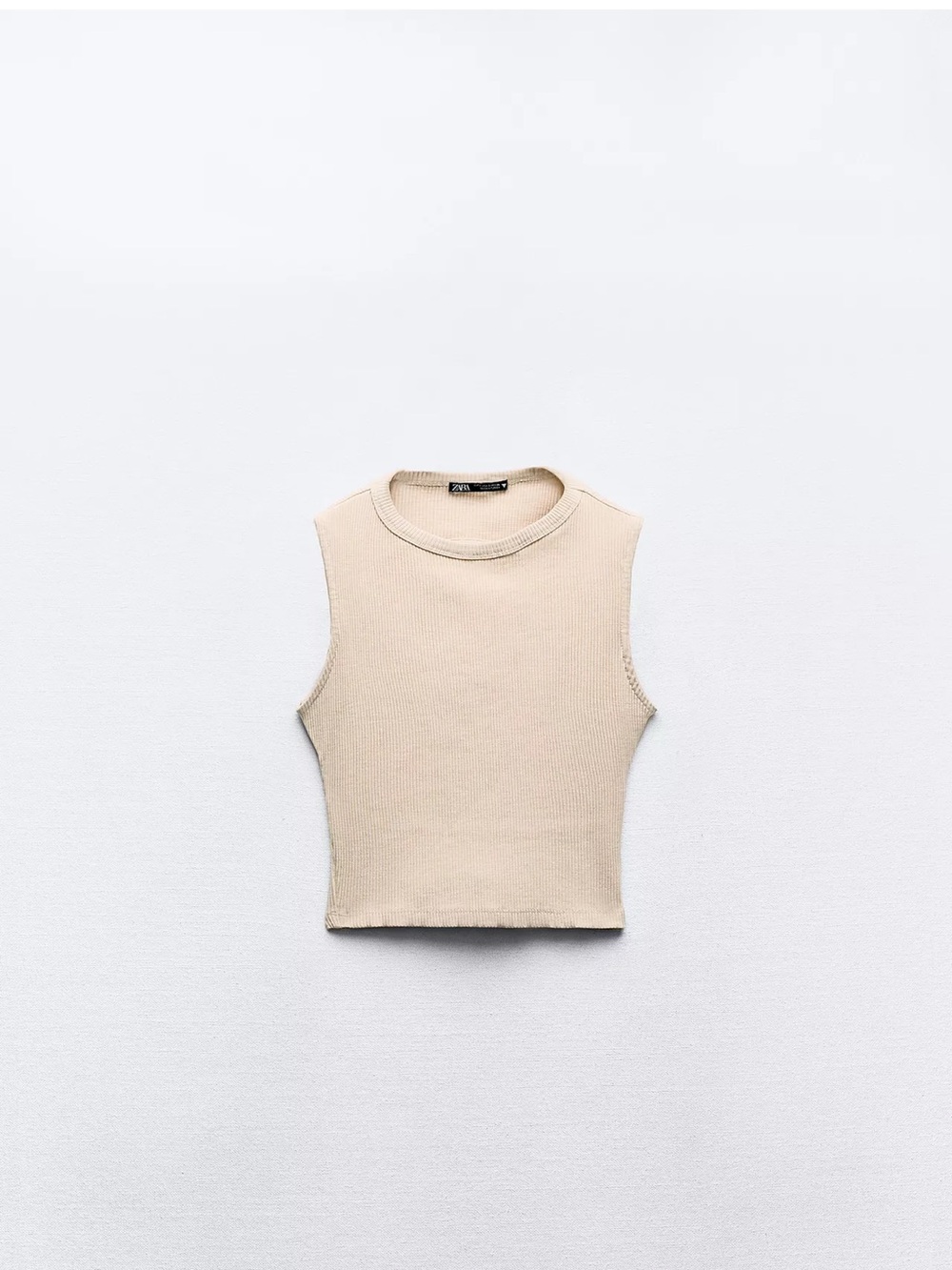 Zara Cream Ribbed Sleeveless Tank